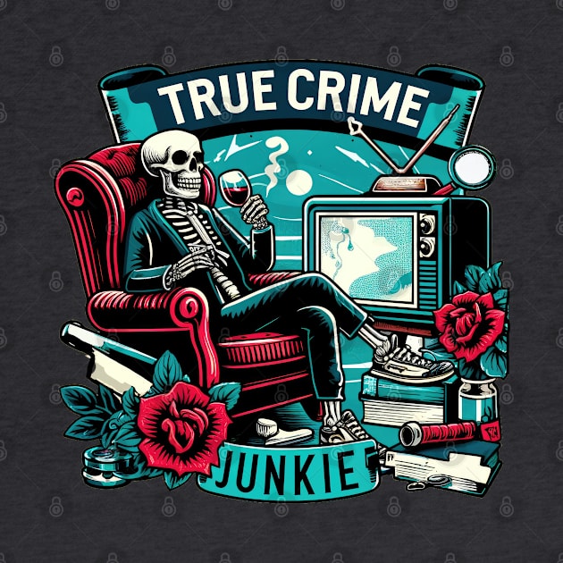 "True Crime Junkie" Funny Skeleton by FlawlessSeams